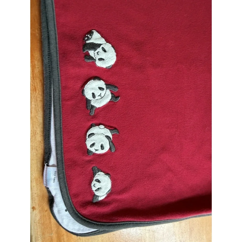 Gymboree Panda Bear Red Gray Baby Blanket Reversible 2009 Unisex Retired Rare
